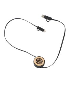 FSC&#174; 100% Bamboo Retractable 5-in-1 Charging Cable