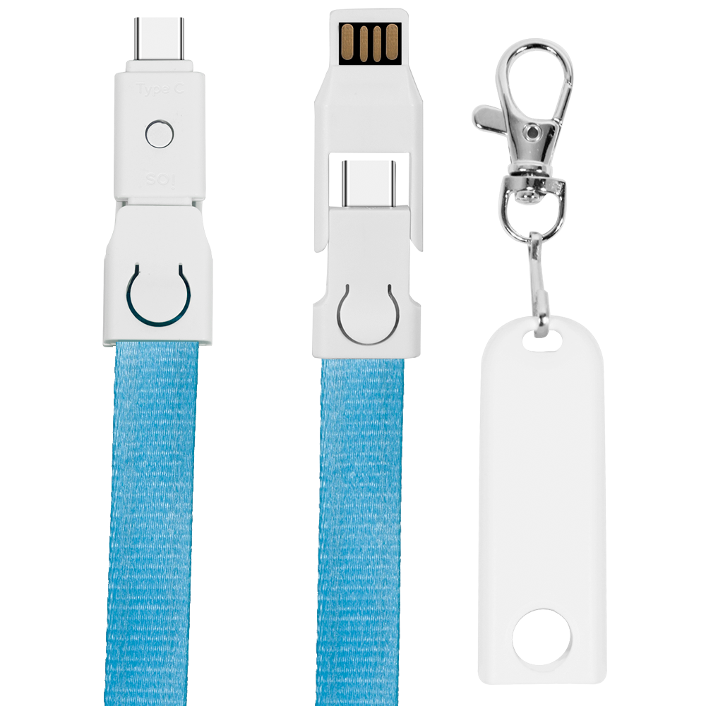 Justine Street 900cm Lanyard, 4in1 Charging Cable w/ USB Tip and Type C