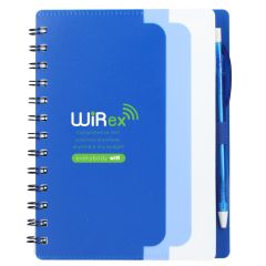 5" x 7" Recycled Dual Pocket Spiral Notebook w Pen